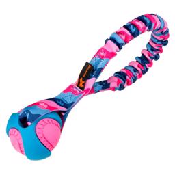 Tug-e-nuff Pocket PowerBall Bungee Dummy med Boll Rosa och Blå 24cm